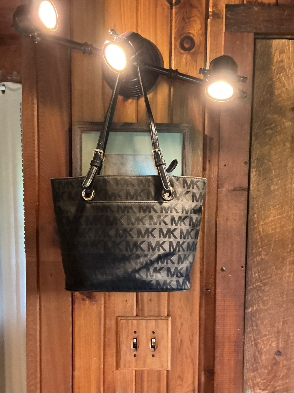 Michael Kors Black MK Signature Tote with Gold Hardware - Picture 1 of 8